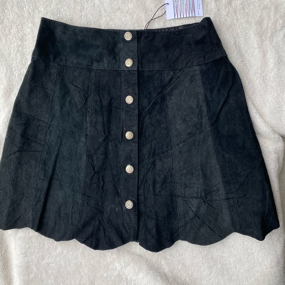 Free People Black Rugged Suede Mini skirt